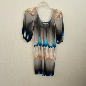 Veronica M Black and Blue Geometric Dress